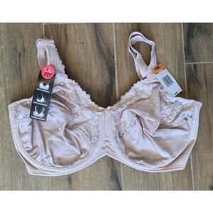 Lilyette Unlined Bra Beige 40DD Lace Detail